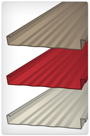 Battenlock Panels shown in 3 different colors