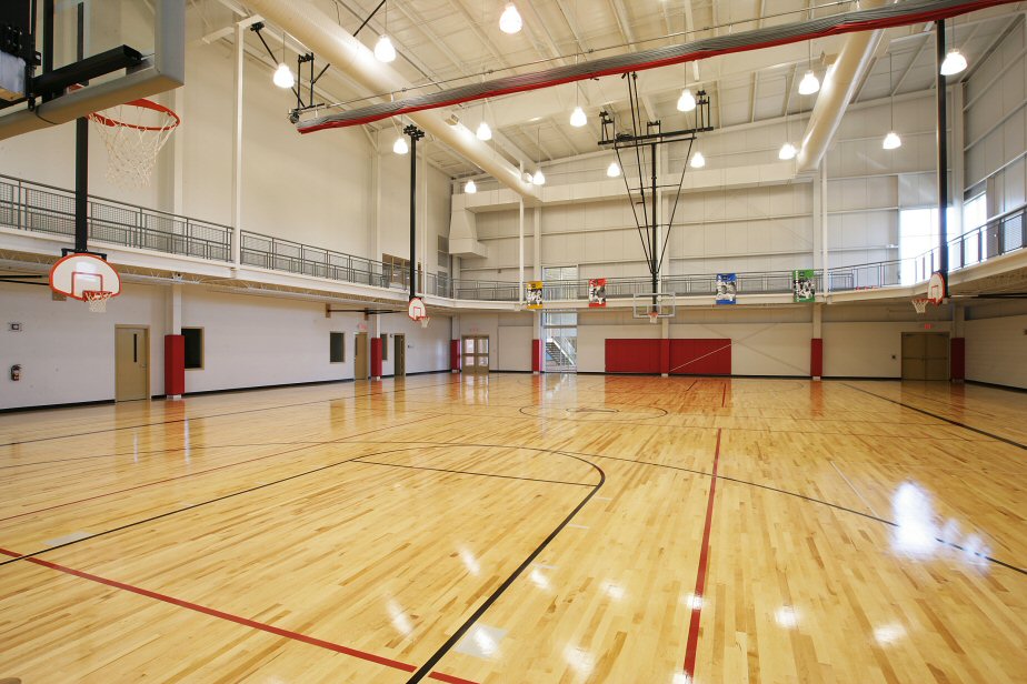 metal building basketball gymnasium built from our recreational steel building kits