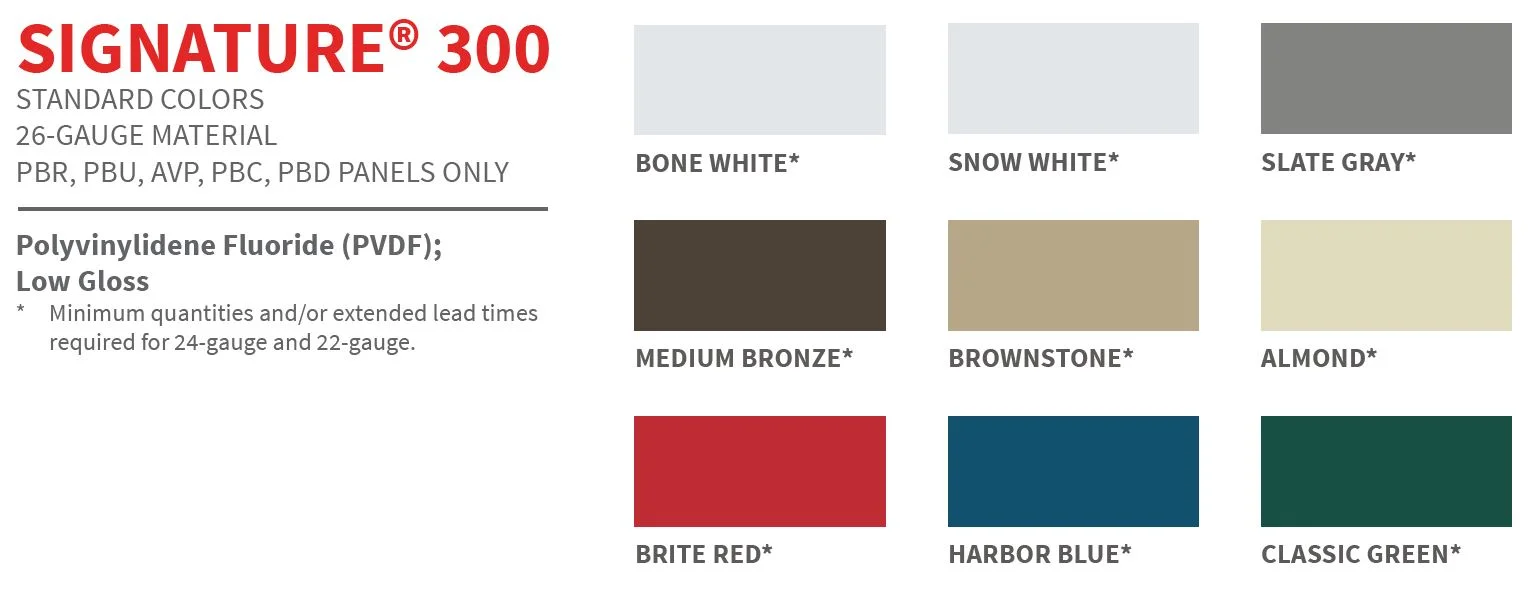 Available Signature 300 Standard Colors