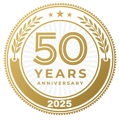 Gold 50 Years Anniversary celebration logo